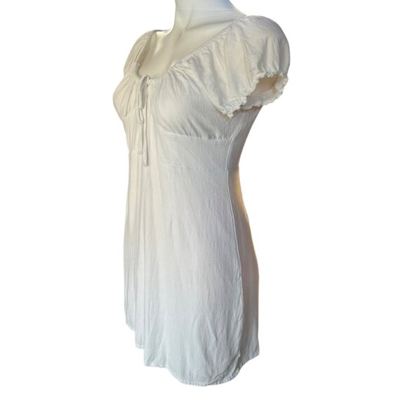 L A Hearts Women’s Size 10 Puff Sleeve peasant Dress Off White Rayon & Linen Boh - Picture 4 of 7